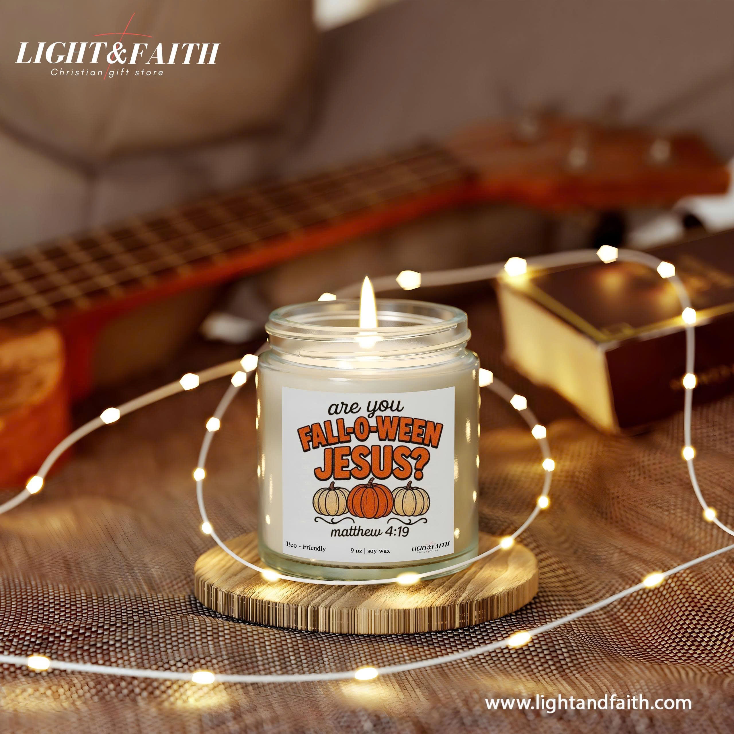 Are You Fall-O-Ween Jesus Candle, Matthew 4:19 Bible Verse, Fall Pumpkin Design, Christian Halloween Candle Gift CDLAF24